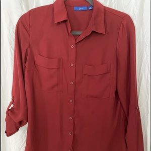 Apt 9‎ Burgundy Button Up Blouse.